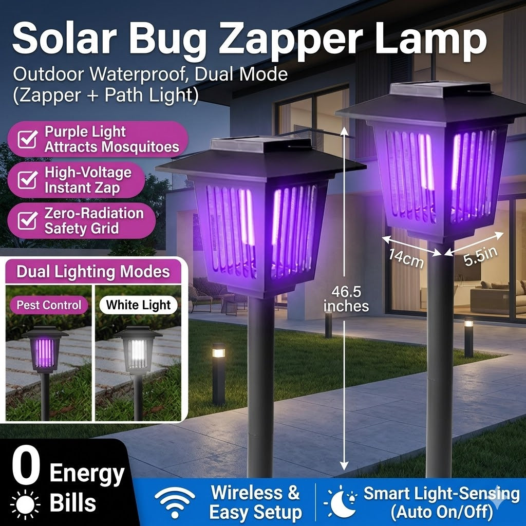 ⏰ Last Day! 2-in-1 Solar Bug Zapper & Waterproof Outdoor Path Light Bundle