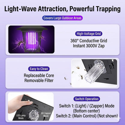 ⏰ Last Day! 2-in-1 Solar Bug Zapper & Waterproof Outdoor Path Light Bundle